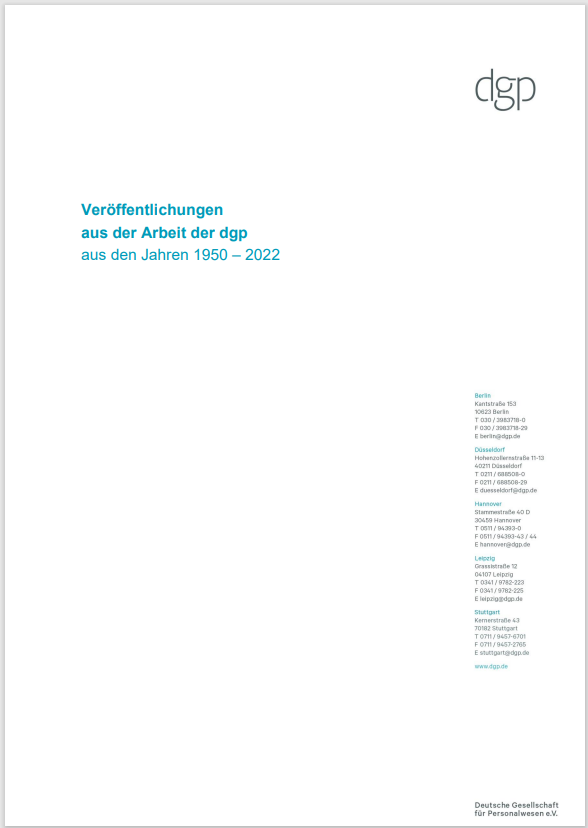 Publikationen Personalpsychologie / Deutsche Gesellschaft für Personalwesen e. V. / Veröffentlichungen 1950 - 2022