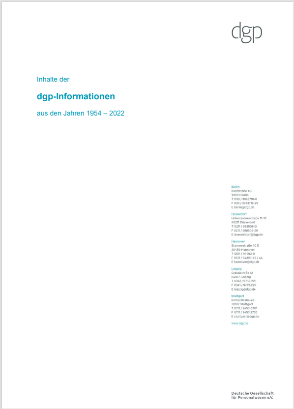 Fachmagazin für Personalpsychologie / Deutsche Gesellschaft für Personalwesen e. V. / dgp informationen